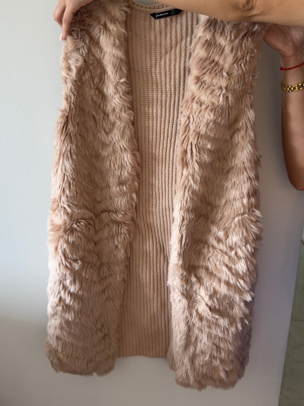 Faux Fur Knit Vest - Blush Pink